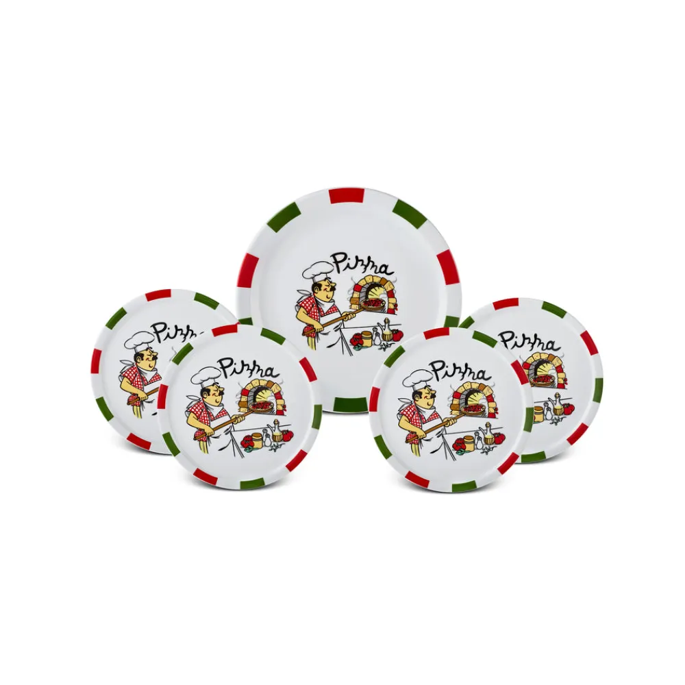 Karaca Napoly 5-teiliges 4-Personen Pizza-Set Multıfarben Discount