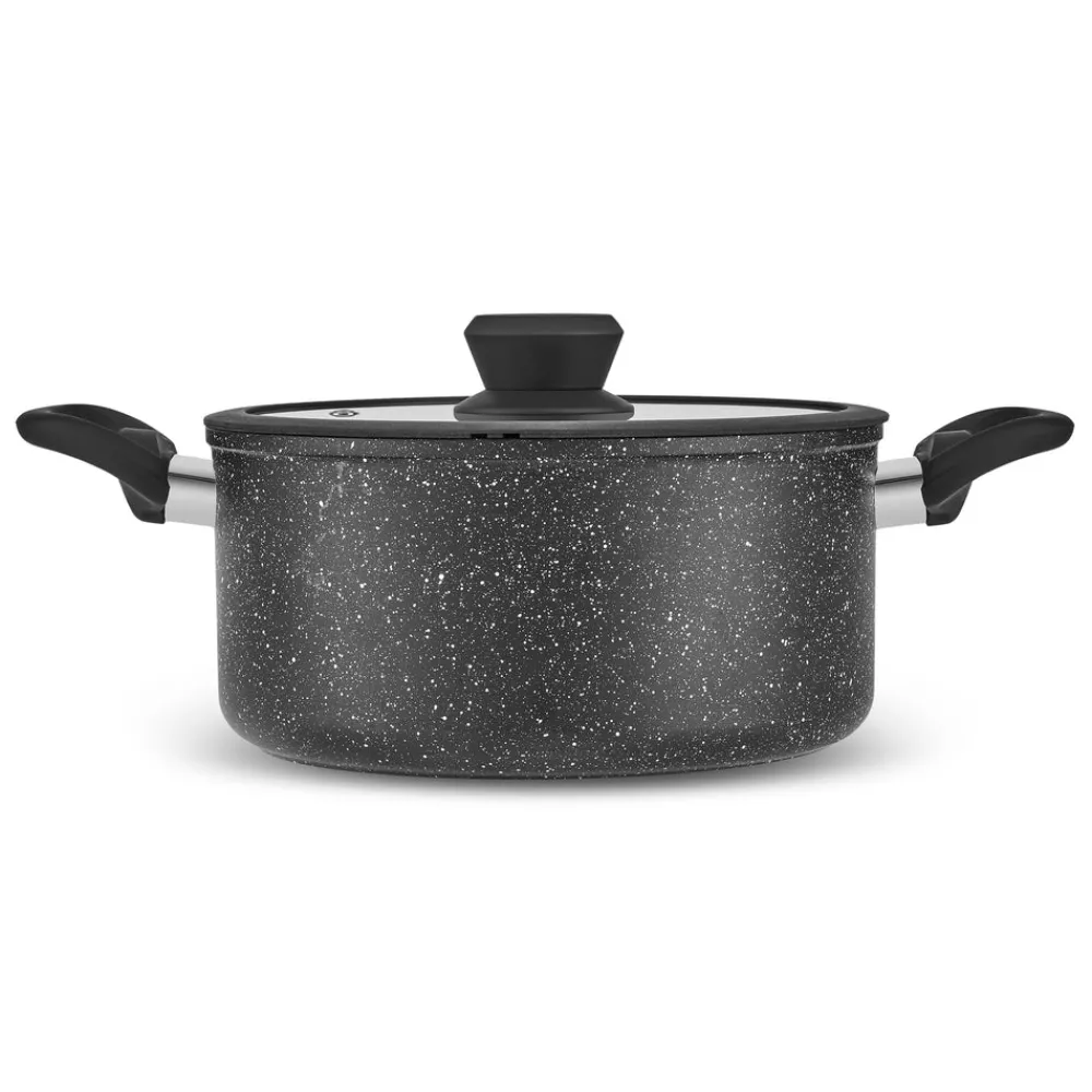 Karaca Nebula, Granit 7-teiliges Kochgeschirr-Set, Induktion, Schwarz Black