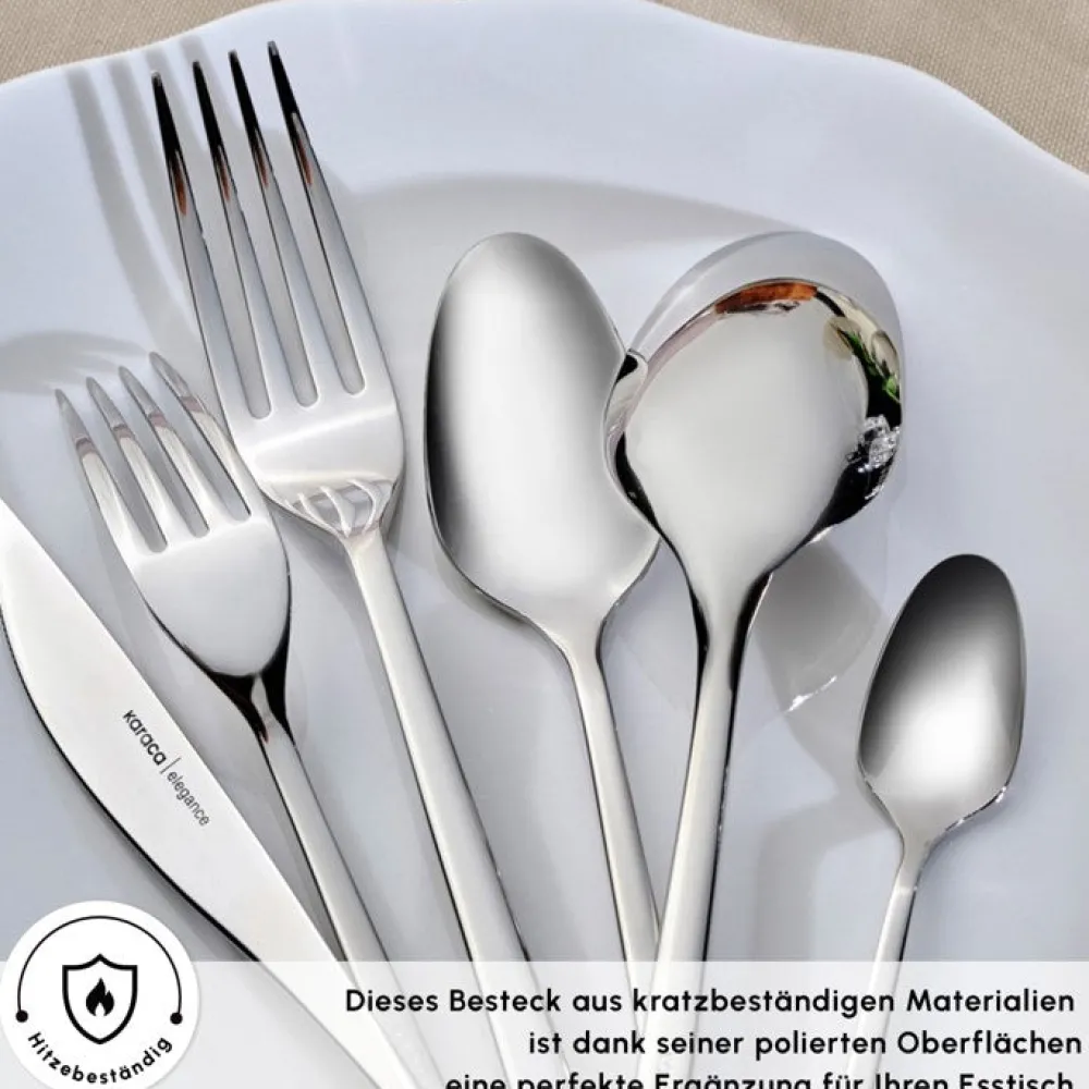 Karaca New Everest Elegance Besteckset für 12 Personen, 84-teiliges Platın Hot