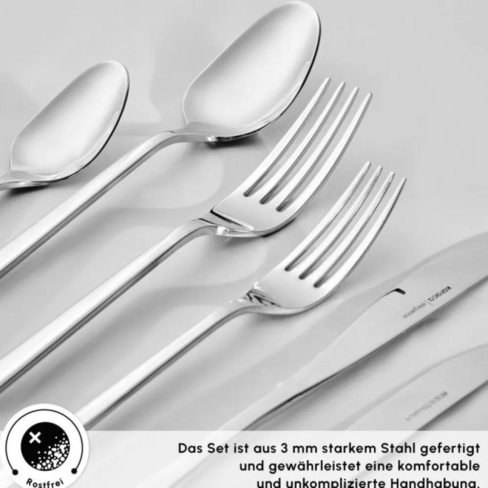 Karaca New Everest Elegance Besteckset für 12 Personen, 84-teiliges Platın Hot