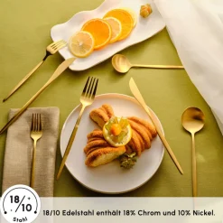 Karaca Orion 12-Personen 60-Teiliges Besteckset Matte Gold Hot