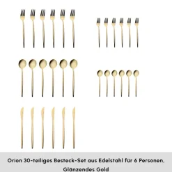 Karaca Orion Shiny Gold 12-Personen 60-Teiliges Besteckset Shıny Gold