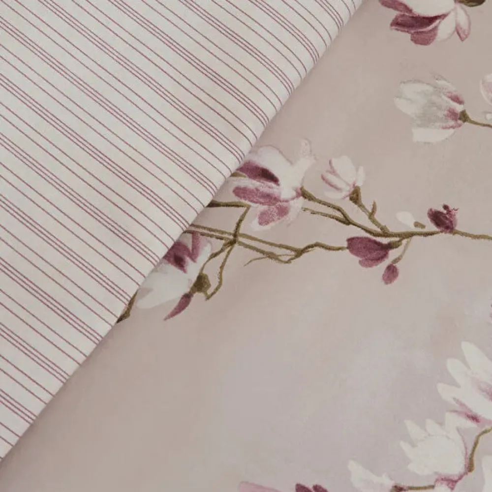 Karaca Pesla Bettwäsche-Set aus 100 % Baumwoll-Satin, Doppelbett, Rosa Discount