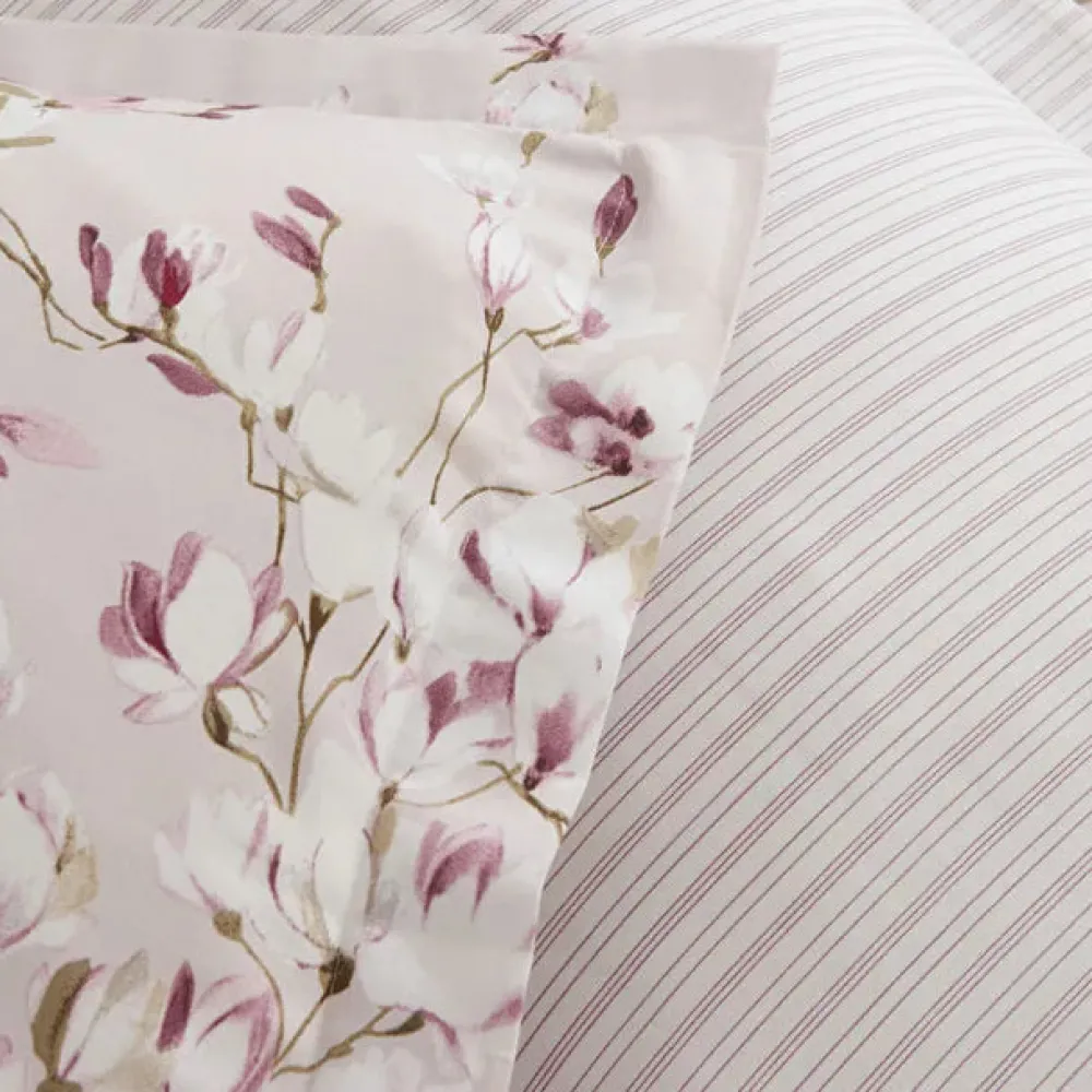 Karaca Pesla Bettwäsche-Set aus 100 % Baumwoll-Satin, Doppelbett, Rosa Discount