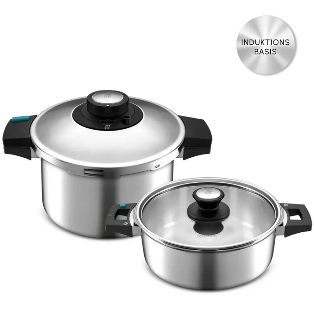 Karaca Quick and Safe Induktions Schnellkochtopf Set 4+6 Lt Farblös Discount