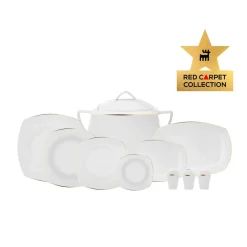 Karaca Red Carpet Collection Chiara Fine Cream 12 Personen Geshirrset, 60 Teilig, Porzellan, Gold Clearance
