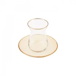 Karaca Retro Beige Teeservice für 6 Personen Rot02 Outlet