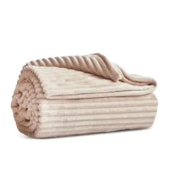 Karaca Ruby Stripe Wellsoft Doppel Decke, Ecru Ecru01 New