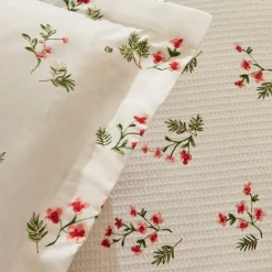 Karaca Silvie 100% Baumwolle Tagesdecke Set, Rot Red Discount