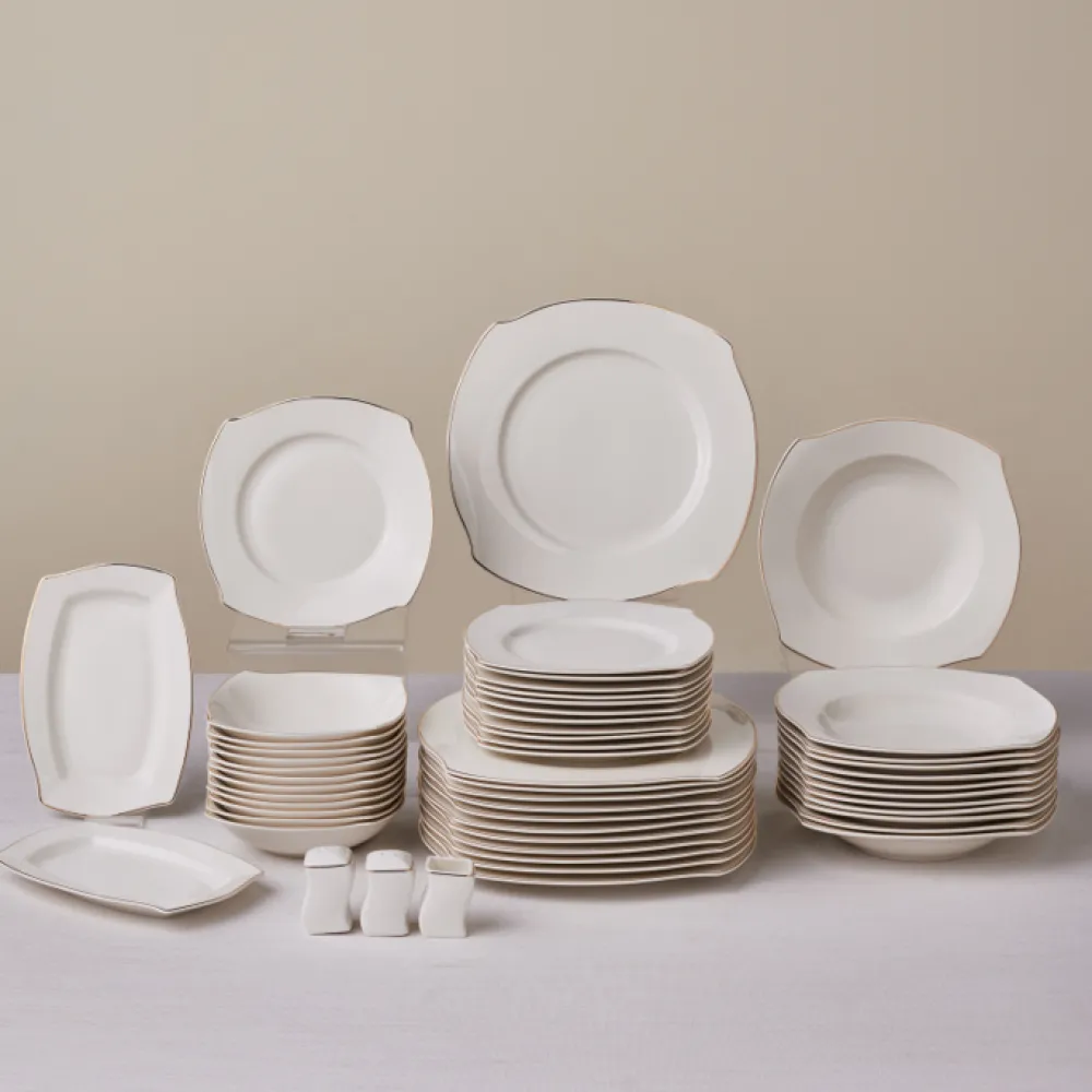 Karaca Square Bone Wave 53-Teiliges 12-Personen Geschirrset Gold Outlet