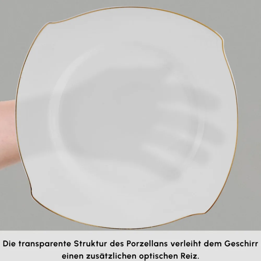 Karaca Square Bone Wave 53-Teiliges 12-Personen Geschirrset Gold Outlet