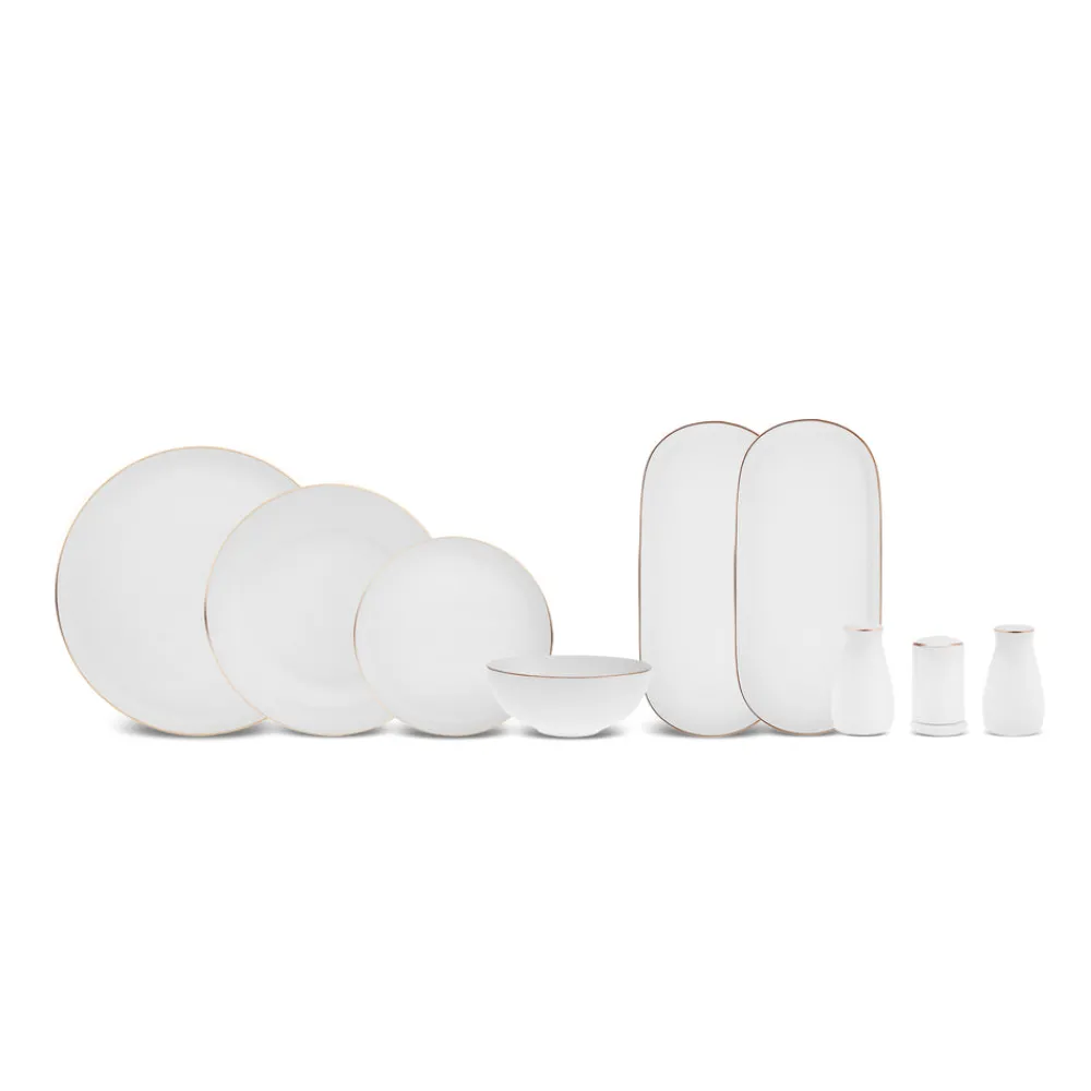 Karaca Stream Bone China Favaro 53-teiliges Tafelservice für 12 Personen, Gold Best