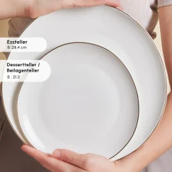Karaca Stream Bone Middle 53-teiliges Tafelservice für 12 Personen Gold Online