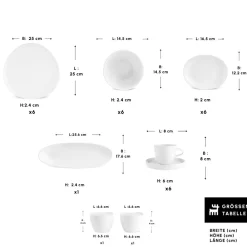 Karaca Stream Bone Middle 34-teiliges Frühstücksset für 6 Personen – Weiß Weıß01 Hot