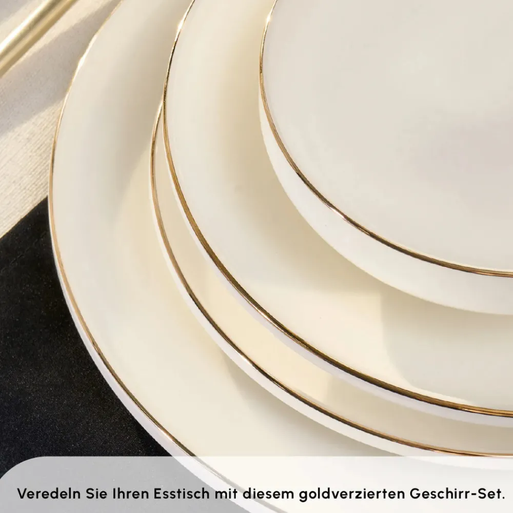 Karaca Stream Bone New Meridian 59-Teiliges 12-Personen Geschirrset Gold Online