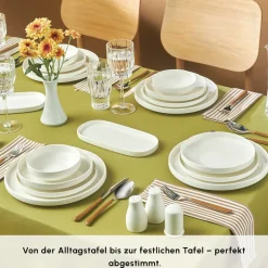 Karaca Stream Bone Sirius 53-Teiliges 12-Personen Tafelservice Weiß