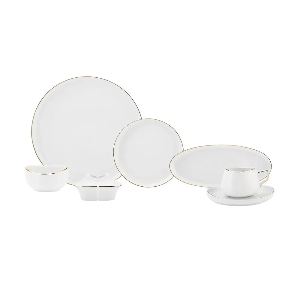 Karaca Streamline Hole 28 Teilig Frühstücksset und Servierschalen für 6 Personen Gold Clearance