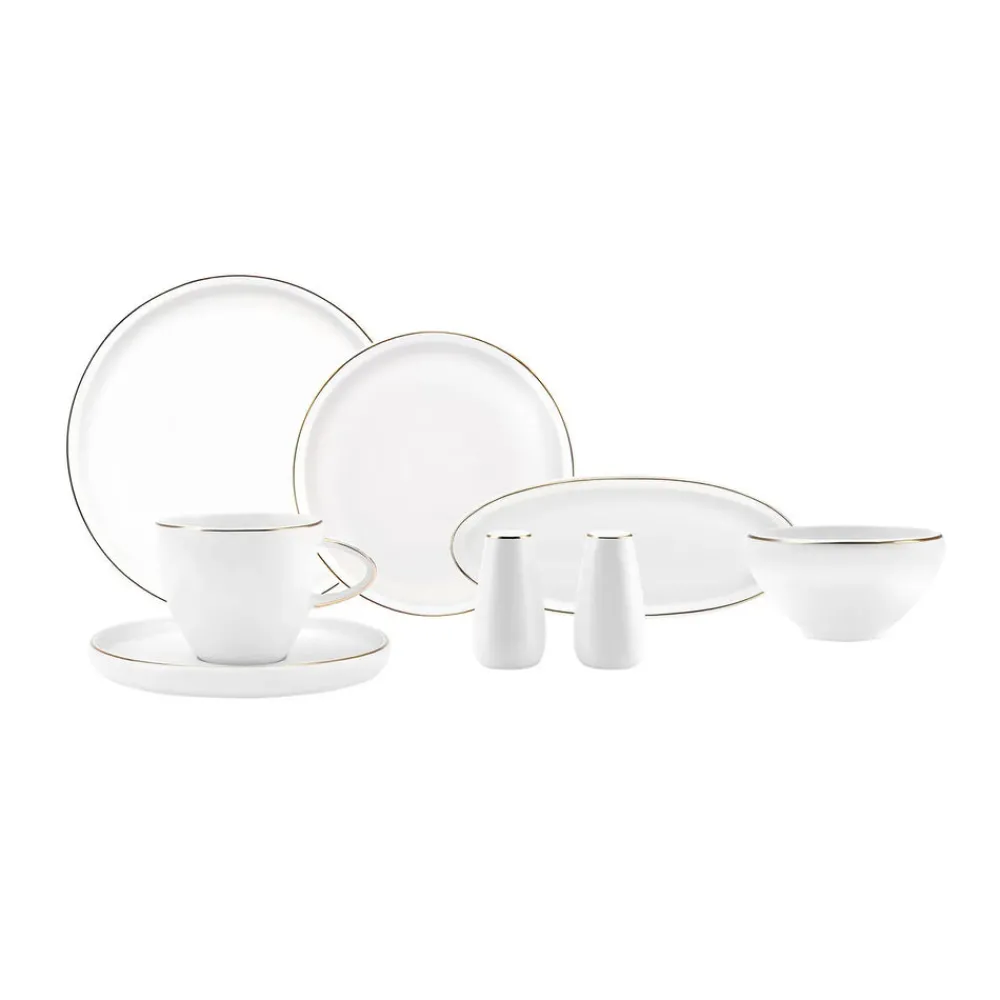 Karaca Streamline Sunset 28 Teilig Frühstücksset und Servierschalen für 6 Personen Gold Outlet
