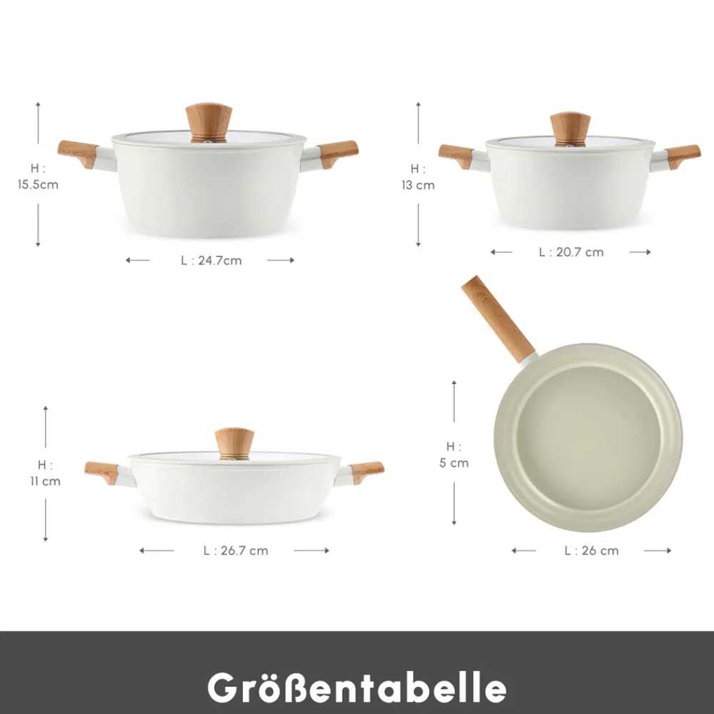 Karaca Swiss Crystal Almond Cream Induktionsfähiges 7-teiliges Töpfe-Set Creme01 Best