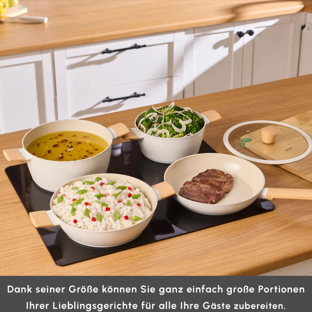 Karaca Swiss Crystal Almond Cream Induktionsfähiges 7-teiliges Töpfe-Set Creme01 Best