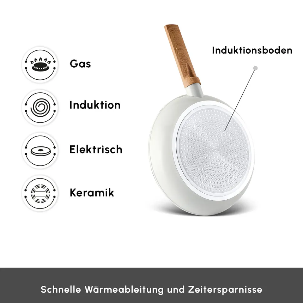Karaca Swiss Crystal Almond Cream, Pfannen Set, Induktion Creme01 Hot