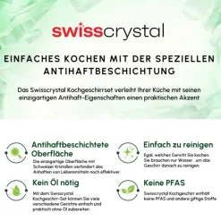 Karaca Swiss Crystal Induktions Flacher Kochtopf, 26 cm, Creamy