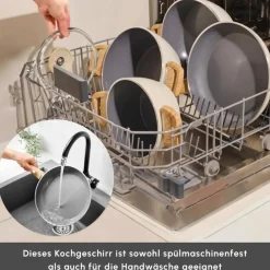 Karaca Swiss Crystal Induktions Flacher Kochtopf, 26 cm, Creamy