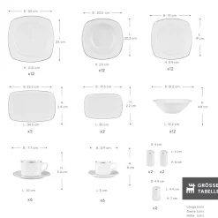 Karaca Timeless Gold Square Geschirr-Set für 12 Personen, 84-teilig Weıß01 Best