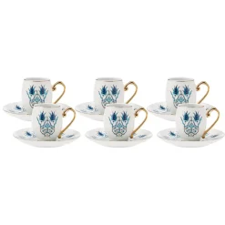 Karaca İznik Kaffeeservice für 6 Personen, 80 ml Blau01 Discount