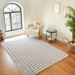 Karaca Kaschmir Teppich 7/24 Cosy Premium Bubble Hellgrau 100x150 cm Hellgrau01 Clearance