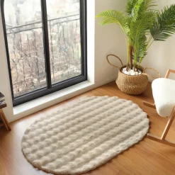 Karaca Kaschmir Teppich Cosy Premium Bubble Beige Oval, 100x150 cm Beıge01