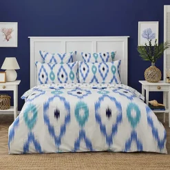 Karaca Nautica Home Ikat BettbezugSet aus 100 % Baumwolle, 135 × 200 cm, WeißBlau - Clearance
